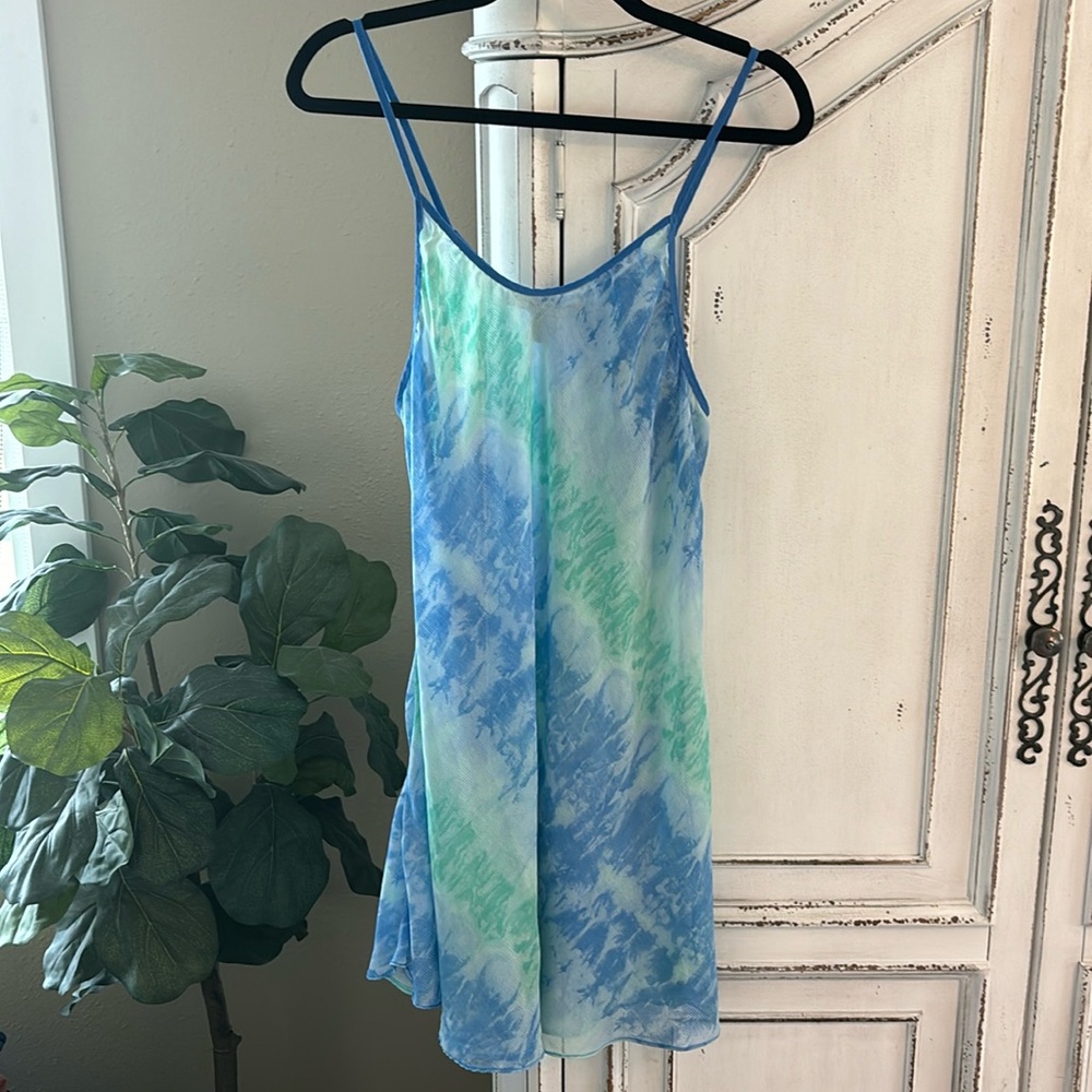 Contessa Di Roma Nightgown Lingerie Blue/Green Sheer Sz 3X Slip